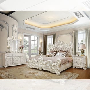 Silver, Ivory Homey Design  HD-8008I-D-2PC Bedroom interior