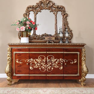 Dining Room  Gold, Dark Brown Homey Design  image