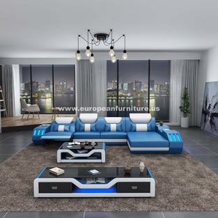 Living Room  White, Blue European Furniture image