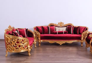 Living Room  Burgundy, Gold, Antique European Furniture photo