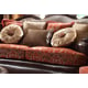 Homey Design HD-6903 Victorian Luxury Rich Brown Leather Red Mixed Fabric Loveseat