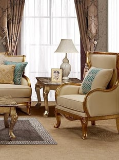 Gold, Light Beige Cosmos Furniture Majestic-Set-3 Living Room interior