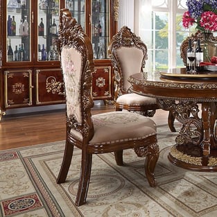 Gold, Dark Brown Homey Design  HD-1803-5PC-ROUND Dining Room interior