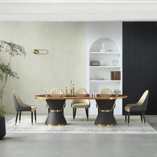 Dining Room  Beige, Gold, Chocolate European Furniture image