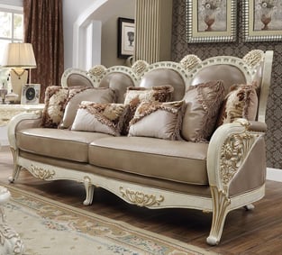 Living Room  White, Gold, Tan Homey Design  image