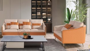 Order Off-White, Orange European Furniture EF-64455-L  Living Room now