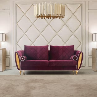 Buy Burgundy, Gold European Furniture Living Room 