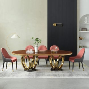 Dining Room  Gold, Chocolate, Reddish Brown European Furniture image