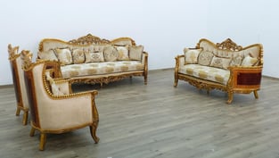 Beige, Gold, Antique European Furniture 31055-Set-4 Living Room interior