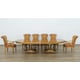 Valentina Brown Oval Dining Set 11Pcs w/ Gold Red Chairs EUROPEAN FURNITURE