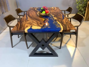 Blue, Black, Wood European Furniture EVT0002-72-BLU-T Dining Room interior