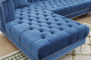 Blue Cosmos Furniture Salma Blue-Sectional Sofa Living Room interior