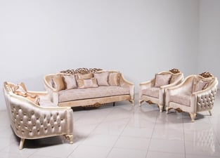 Beige, Gold, Antique, Pearl European Furniture 45350-Set-3 Living Room interior