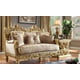 Metallic Bright Gold Sofa Set 3Pcs Carved Wood Traditional Homey Design HD-2659 
