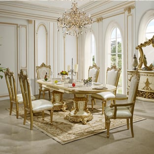 Dining Room  White, Gold Homey Design  photo