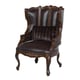 Luxury Black Leather Wing Back Chair Cherry Wood Benetti's Cavalli Traditional