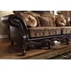 Homey Design HD-3280 Dark Chocolate Gold Fabric Faux Leather Sofa Set 3Pcs Traditional