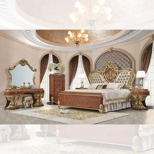 Mahogany, Pearl Silver Homey Design  HD-9090-D-3PC Bedroom interior