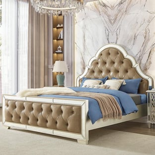 Bedroom  Beige, Mirrored Homey Design  image