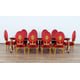 Luxury Rosewood & Red Gold LUXOR Dining Table Set 9 Pcs EUROPEAN FURNITURE 