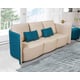 Luxury Italian Leather Beige & Blue MAKASSAR Sofa Set 3Pcs EUROPEAN FURNITURE 