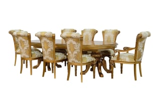 Order Bronze, Gold, Ebony European Furniture 61952-DT-Set-9-Damask Dining Room now