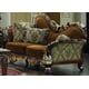  Homey Design HD-260 Luxury Mocha Finish Sofa Loveseat Chair Set 3Pcs Carved Wood