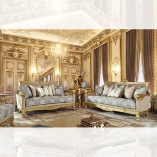 Order Gold Finish, Metallic Homey Design  HD-2666-SSET3 Living Room now