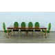 Luxury Rosewood & Emerald LUXOR Dining Table Set 9 Pcs EUROPEAN FURNITURE