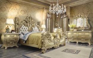 Gold Finish Homey Design  HD-DR1801 Bedroom interior