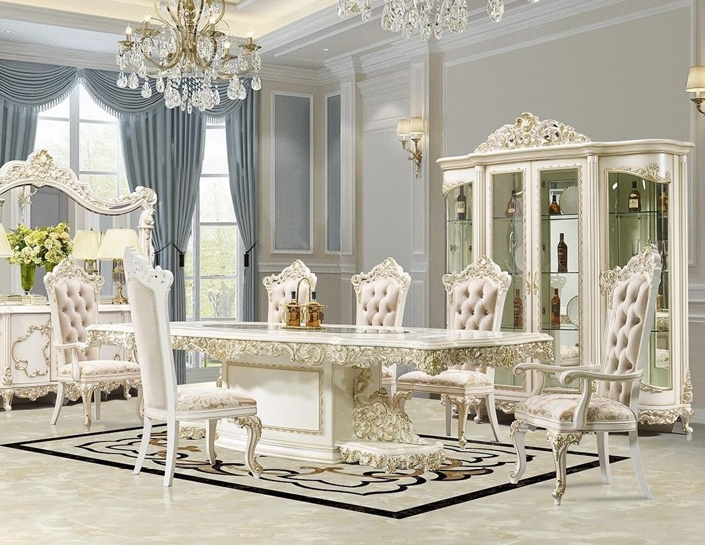 Luxury white dining table best sale and chairs