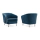 Prussian Blue Velvet Finish Accent Chairs Set 2Pcs HOUR TIME by Caracole 