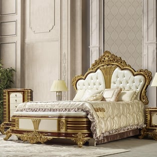 Buy White, Gold, Dark Cherry Homey Design  Bedroom 