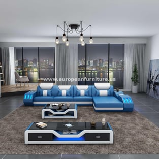 Living Room  White, Blue European Furniture photo