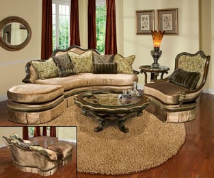 Buy Golden Beige, Reddish Brown Benneti Living Room 