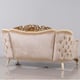 Luxury Pearl Antique Dark Gold Wood Trim ANGELICA Sofa Set 2Pcs EUROPEAN FURNITURE