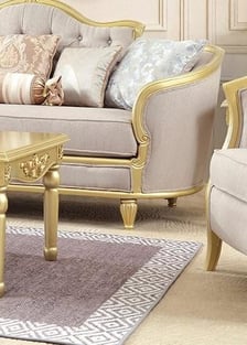 Living Room  Beige, Gold Finish, Metallic Homey Design  image