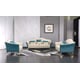 Italian Leather Off White & Blue Sofa Set 2Pcs WINSTON EUROPEAN FURNITURE Modern