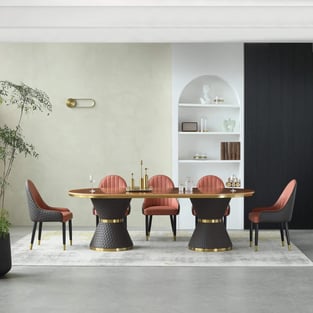 Dining Room  Gold, Chocolate, Reddish Brown European Furniture image