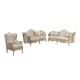 Luxury Champagne Chenille Sofa Set 3 Pcs Wood Trim BELLA Benetti's Classic