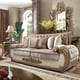Brown & Beige Tufted Sofa Set 2Pcs Carved Wood Traditional Homey Design HD-25