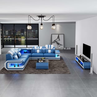 Living Room  White, Blue European Furniture photo