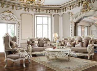 Living Room  White, Gold, Tan Homey Design  image