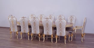 Beige, Gold, Pearl European Furniture 40059-D-Set-13 Dining Room interior