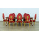 Luxury Rosewood & Red Gold LUXOR Dining Table Set 9 Pcs EUROPEAN FURNITURE 