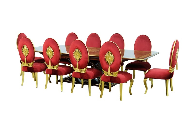 Luxury Ebony & Gold ROSELLA Extendable Dining Table EUROPEAN FURNITURE Classic