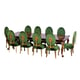 Luxury Rosewood & Emerald LUXOR Dining Table Set 9 Pcs EUROPEAN FURNITURE