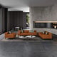 Cognac Italian Leather Sofa Contemporary PICASSO EUROPEAN FURNITURE