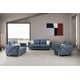 Blue Fabric Sofa Set 3Pcs w/ Steel Legs Modern Cosmos Furniture Kingston Blue