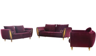 Buy Burgundy, Gold European Furniture Living Room 